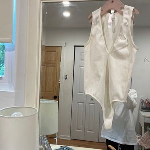 White thong body suit size small